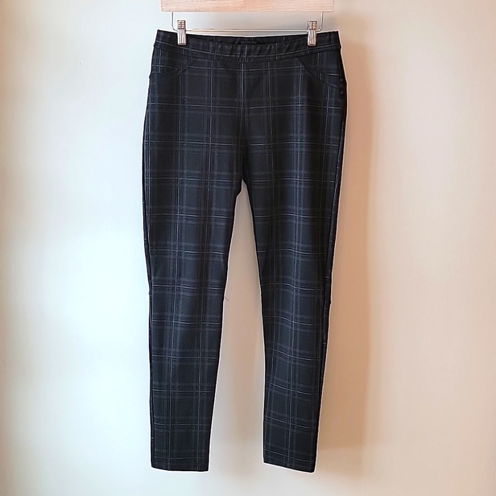 Sanctuary, stretch skinny ankle pants, medium, black/grey plaid